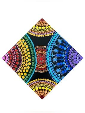 OOAK Handmade Mandala Dot Painting | Hangable Wall Art 8" x 8" | Vivid Rainbow